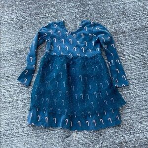 Hanna Andersson Green Candy Cane Christmas Dress Long Sleeve Tulle Size 3T/90 cm
